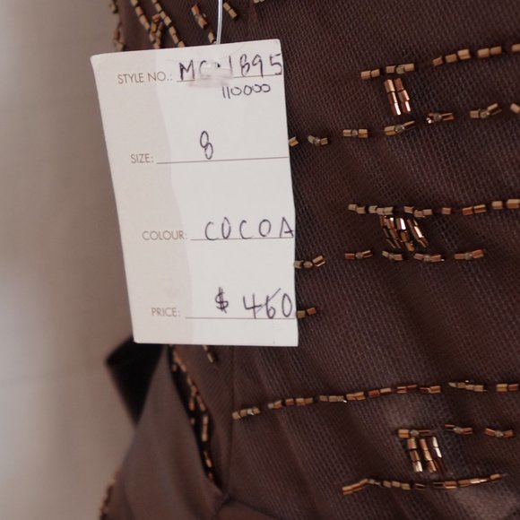 Montage Faux 2 Piece "Cocoa" Beaded Gown w/Jacket NEW- Sz. 8 - Picture 6 of 9
